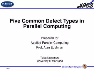 Five Common Defect Types in Parallel Computing
