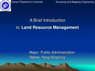 A Brief Introduction to Land Resource Management
