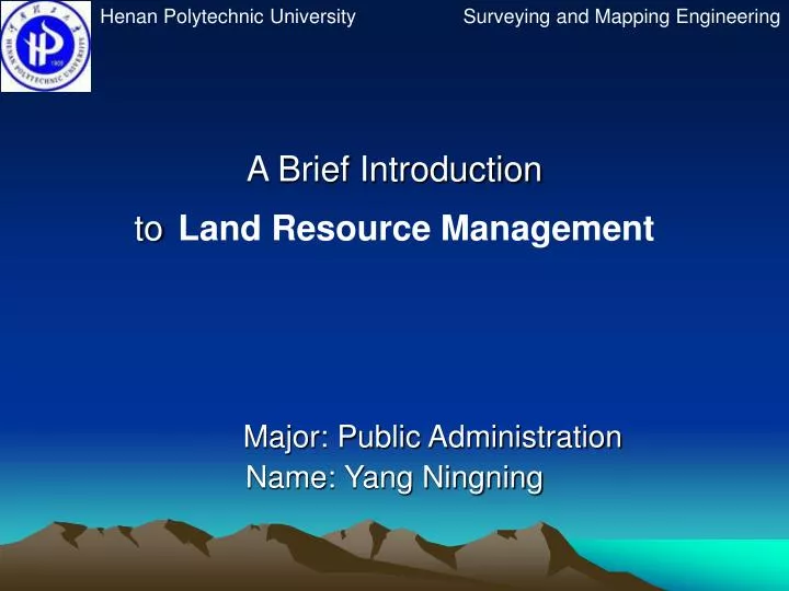 a brief introduction to land resource management