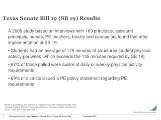 Texas Senate Bill 19 (SB 19) Results