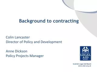 Background to contracting