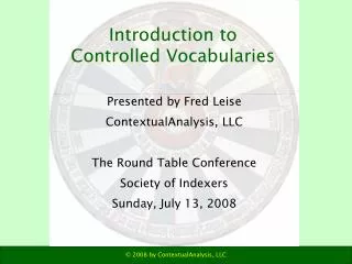 Introduction to Controlled Vocabularies