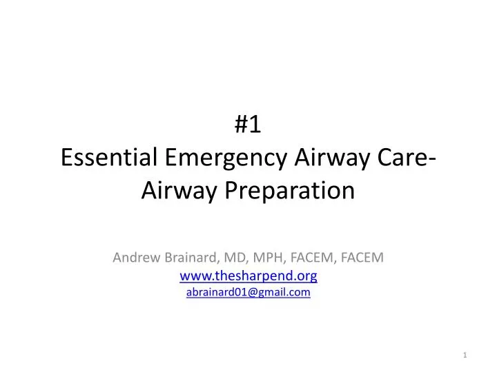 1 essential emergency airway care airway preparation