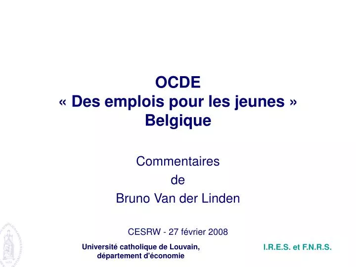 ocde des emplois pour les jeunes belgique