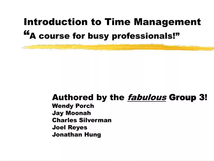 introduction to time management a course for busy professionals