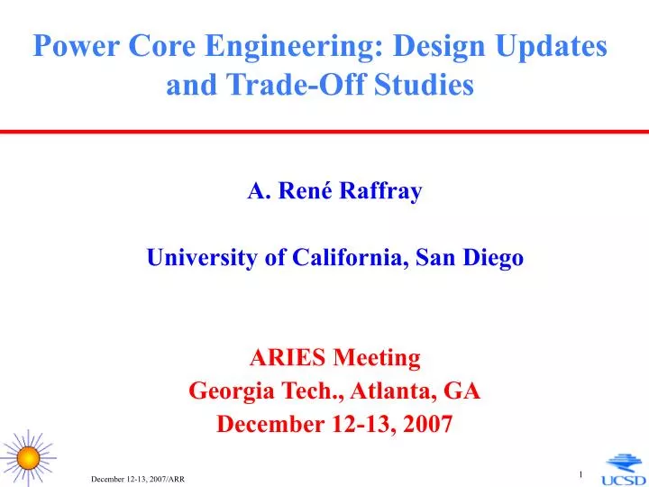 power core engineering design updates and trade off studies
