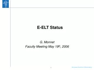 E-ELT Status