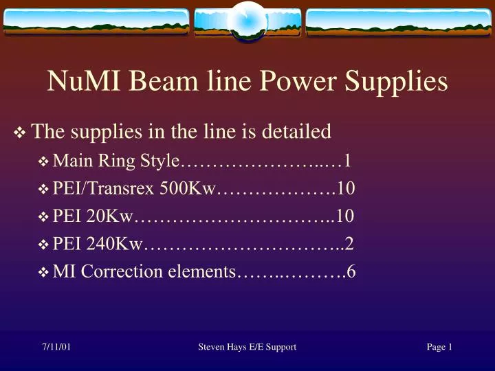 numi beam line power supplies