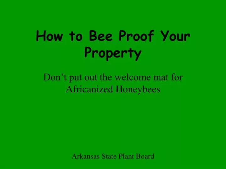 how to bee proof your property