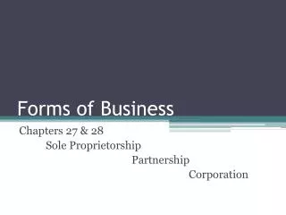 Forms of Business