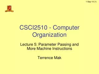 CSCI2510 - Computer Organization