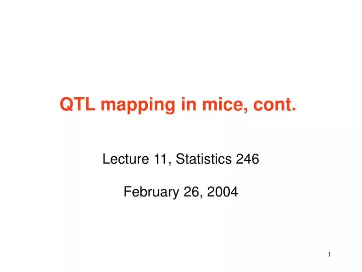 qtl mapping in mice cont
