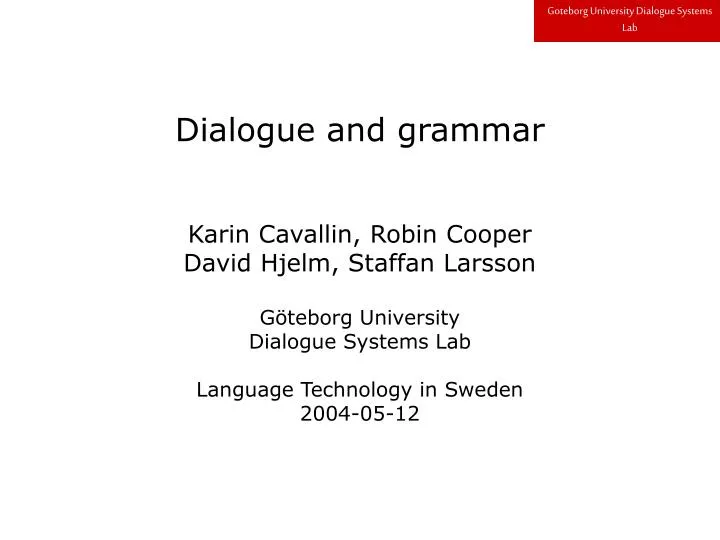 dialogue and grammar