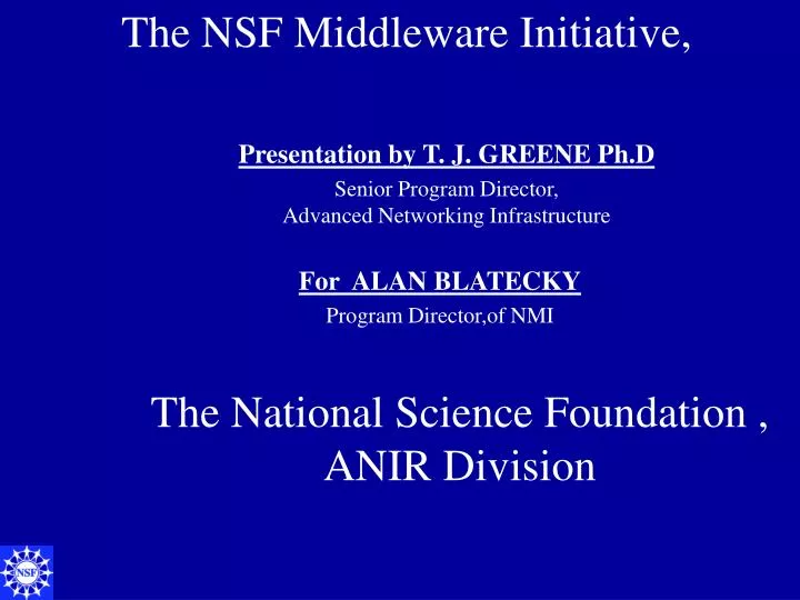 the national science foundation anir division