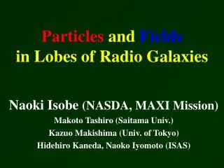 Particles and Fields in Lobes of Radio Galaxies