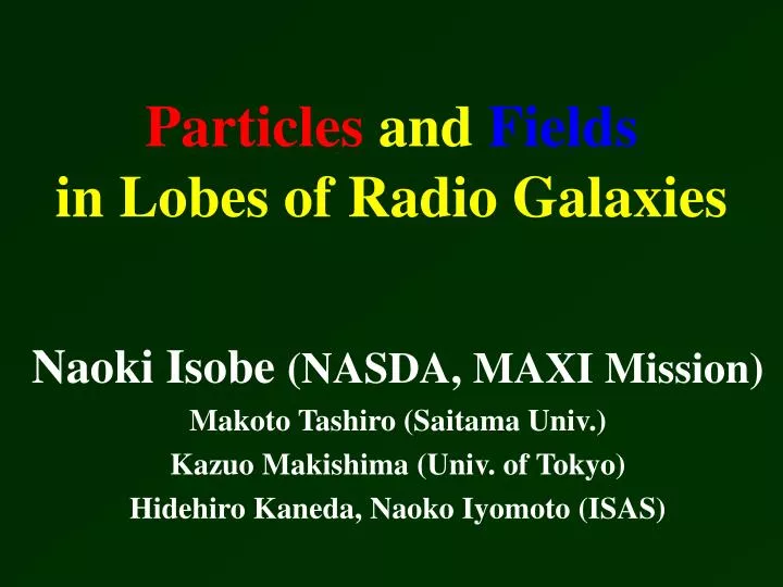 particles and fields in lobes of radio galaxies