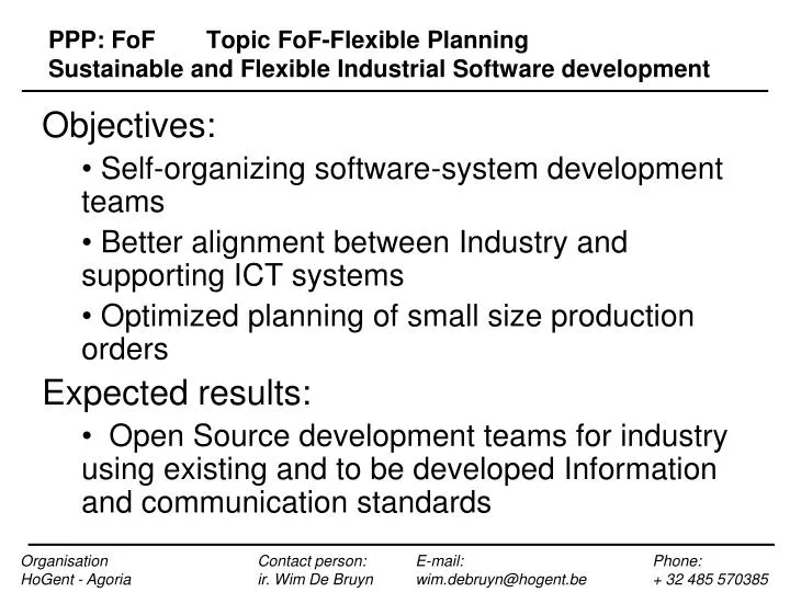 ppp fof topic fof flexible planning sustainable and flexible industrial software development