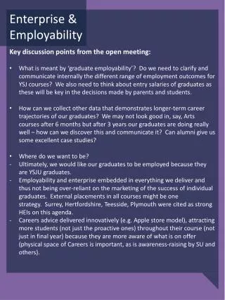 Key discussion points from the open meeting: