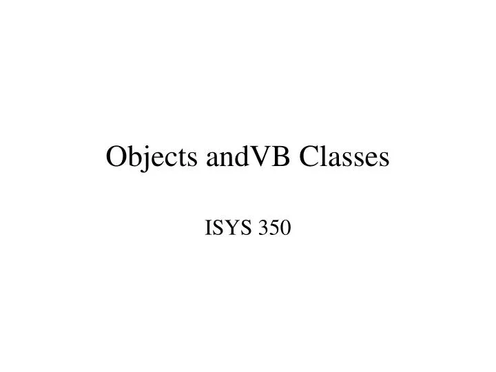 objects andvb classes