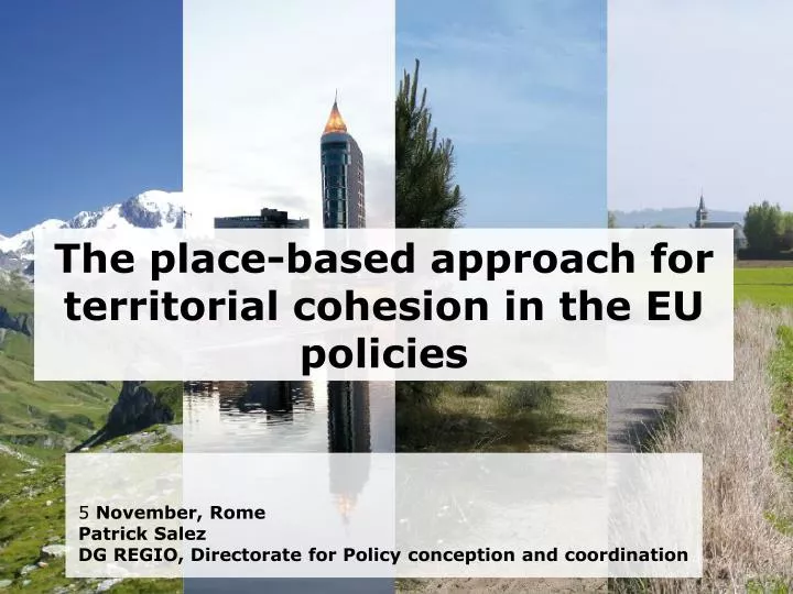 the place based approach for territorial cohesion in the eu policies