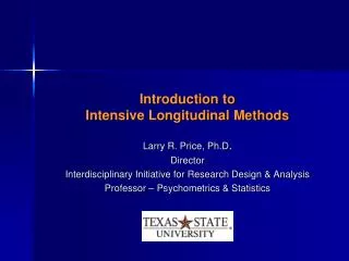 Introduction to Intensive Longitudinal Methods