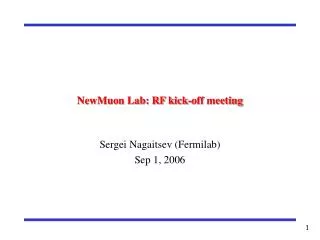 NewMuon Lab: RF kick-off meeting
