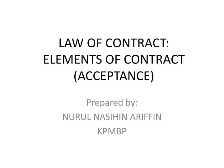 law of contract elements of contract acceptance