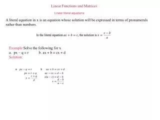 Linear Functions and Matrices