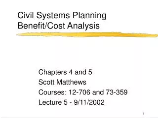 Civil Systems Planning Benefit/Cost Analysis