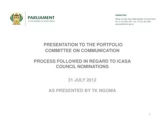 ICASA COUNCIL NOMINATIONS REFERRAL: -