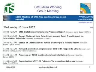 CMS Area Working Group Meeting