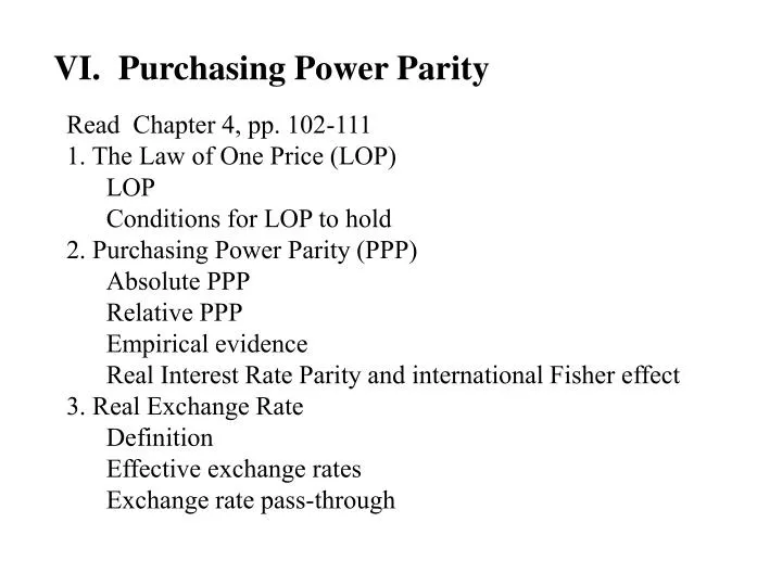 vi purchasing power parity