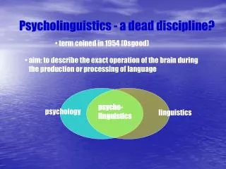 Psycholinguistics - a dead discipline?