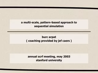 a multi-scale, pattern-based approach to sequential simulation