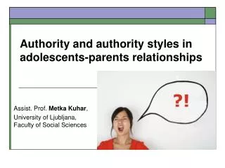 Authority and authority styles in adolescents-parents relationships