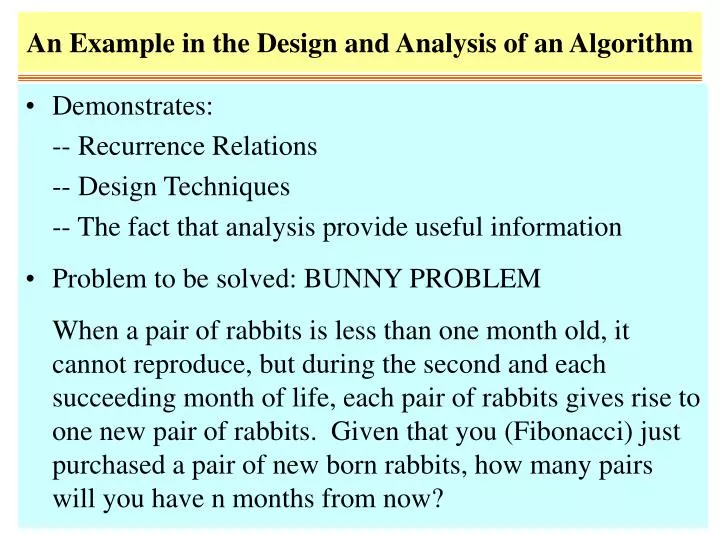 an example in the design and analysis of an algorithm