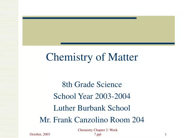 chemistry of matter