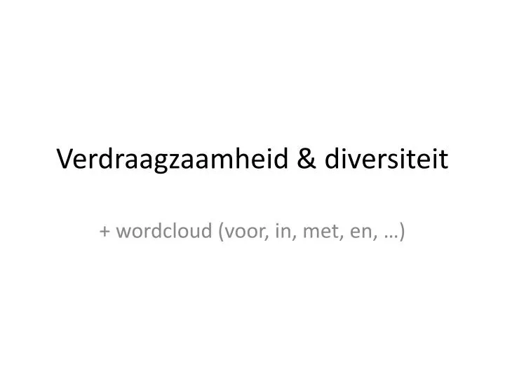 verdraagzaamheid diversiteit