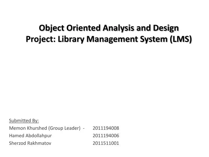 object oriented analysis and design project library management system lms