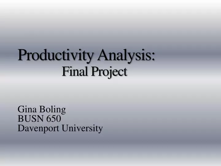 productivity analysis final project