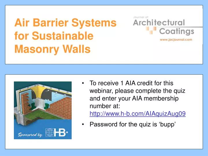air barrier systems for sustainable masonry walls