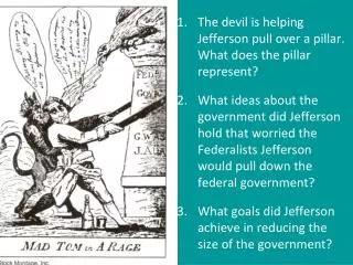 The devil is helping Jefferson pull over a pillar. What does the pillar represent?