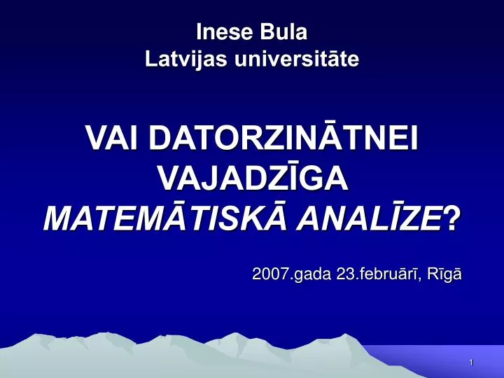 inese bula latvijas universit te vai datorzin tnei vajadz ga matem tisk anal ze