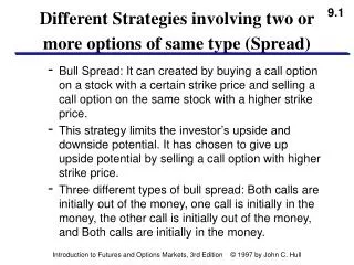Different Strategies involving two or more options of same type (Spread)