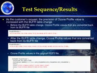 Test Sequence/Results