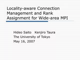Locality-aware Connection Management and Rank Assignment for Wide-area MPI
