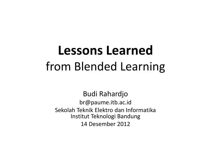 lessons learned from blended learning