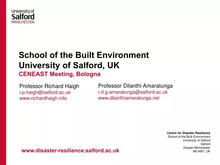 school of the built environment university of salford uk ceneast meeting bologna