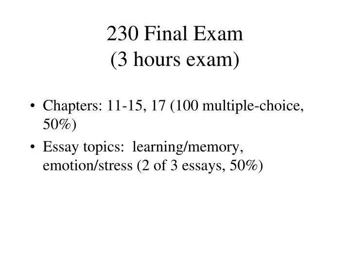 230 final exam 3 hours exam