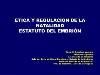 tica y regulacion de la natalidad estatuto del embri n